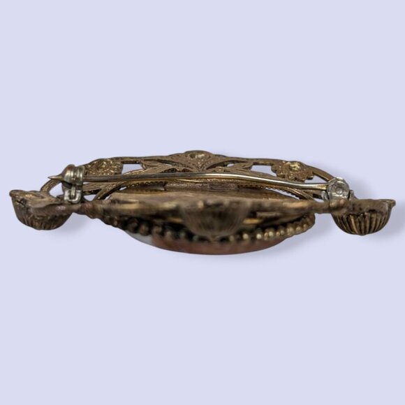 Vintage Painted Porcelain Brooch - Picture 5 of 6